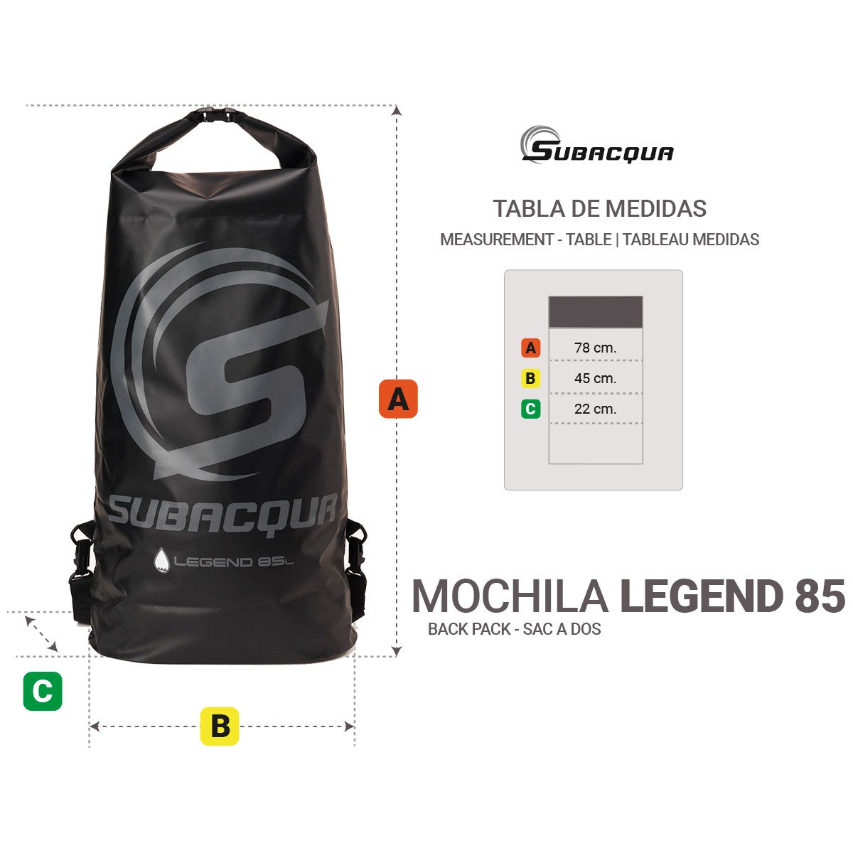 BOLSA MOCHILA LEGEND BACKPACK DRY 85 L 2022